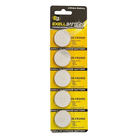 EXELL BATTERY 5pack Exell 3V Lithium Coin Cell Battery Replaces DL2450 EB-CR2450